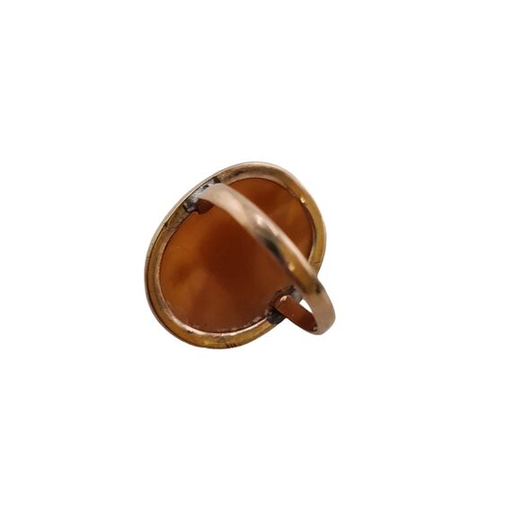 Antique 10kt Gold Raised Flower Cameo Ring Size 5 (A5317) - Picture 3 of 6